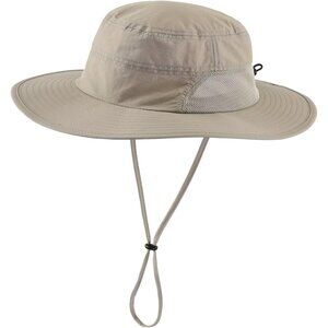 Unisex Sand 100% Polyester Wide Brim Mesh With Chin Strap Classic Hiking Sun Hat